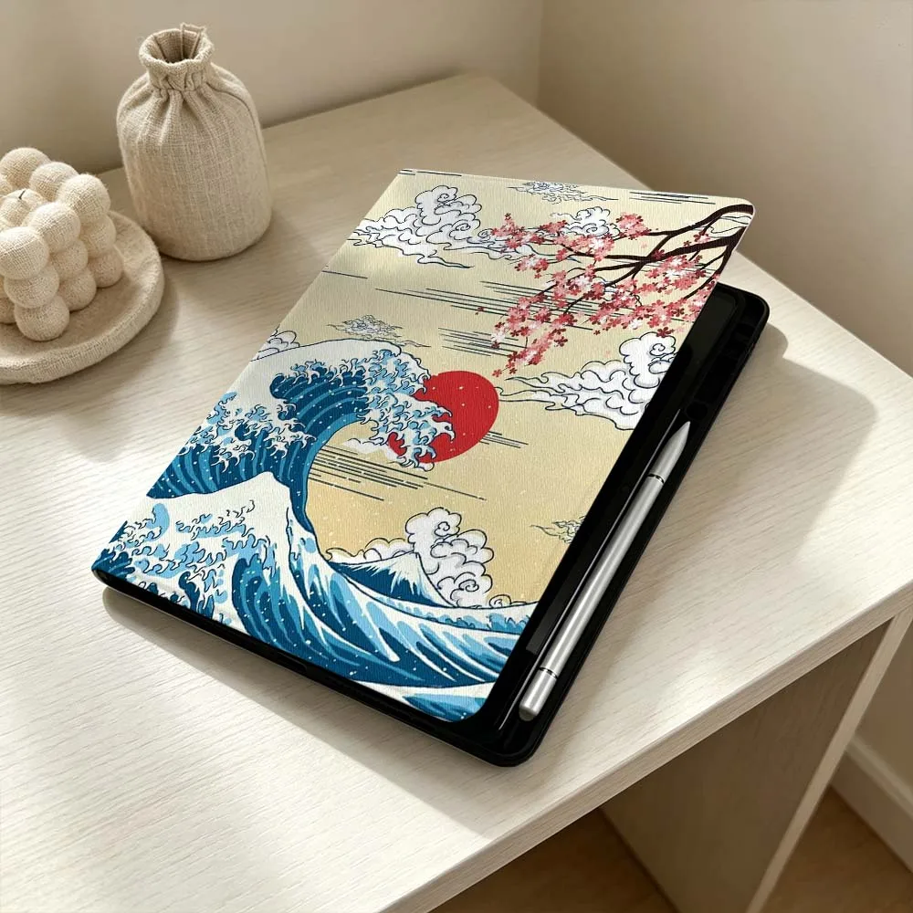 Cherry Blossom Wave Soft Pen Tray Tablet Case
