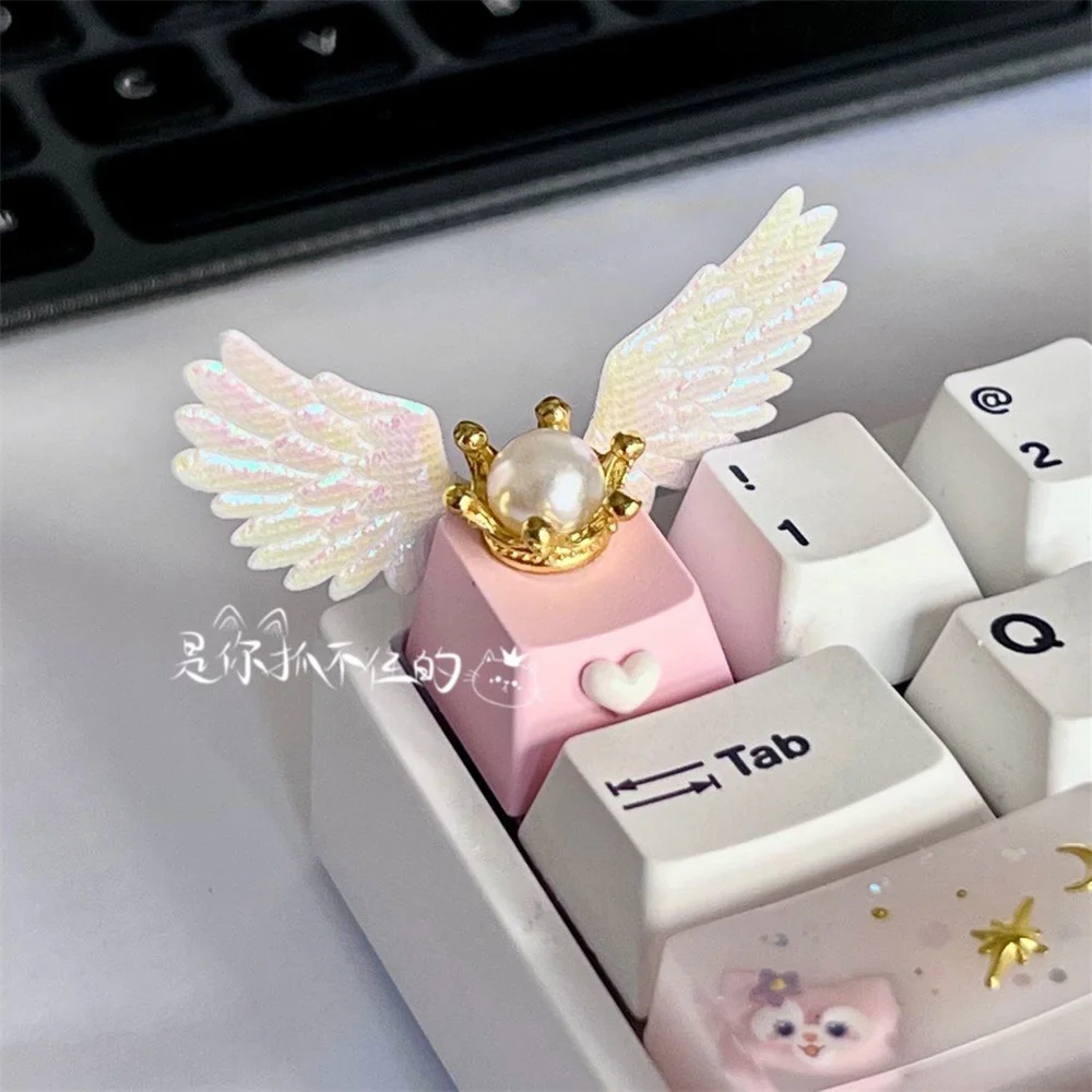 Diy Keycap Gaming Teclado Mecânico Angel Wings Oem 1u 1x Custom mx Switch Testador Artesanal Presente Original