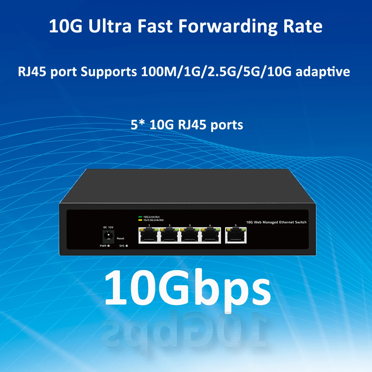 10Gbps RJ45 10G 웹 관리형 5포트 이더넷 스위치