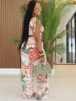 Krista Multi Color Print Tie-Up Ruched Wide Pant Set 2