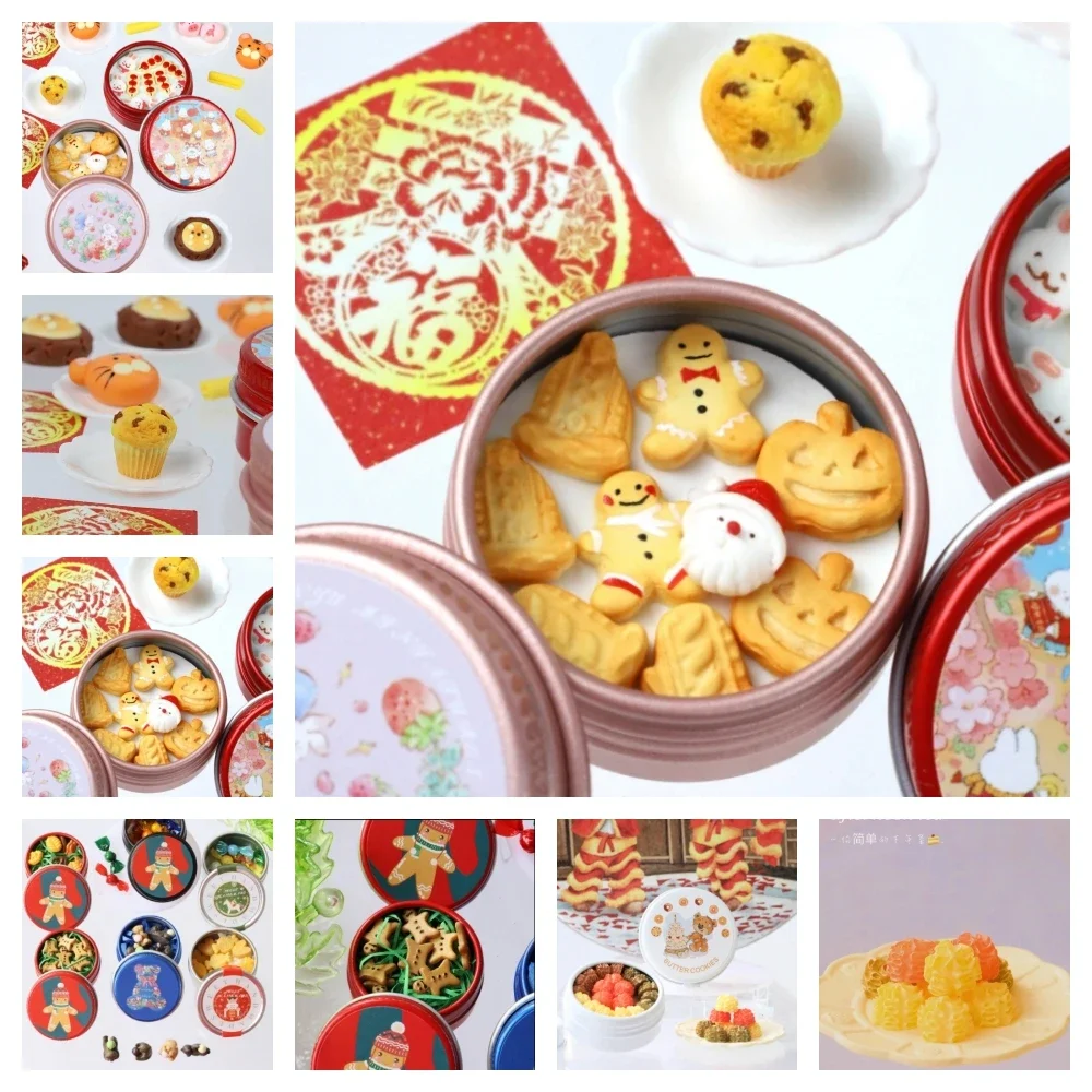 DollHouse Mini Kitchen Clay Baby Tiger Kitten Cookie Christmas Cookie Gift Box Butterfly-Candy Fruit Latte Cookie Gift Box Model e0bf moulds christmas tree shaped hand making soap molds silicone clay mould