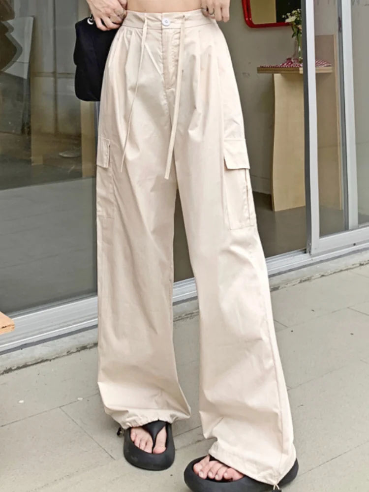 Pink Hip Hop Y2k Cargo Pants Women Pockets Strappy Casual Fashion Baggy