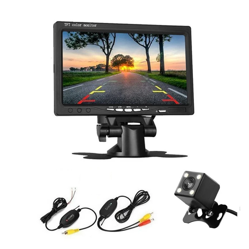 

Car Monitor 7 Inch TFT LCD Rear View Camera IR Universal Mirror Parking Assistance For Trucks