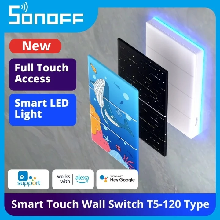 Nuovo Sonoff Tx Ultimate T5 Smart Wall Switch Wifi Led Light Edge Ewelink Remote Control Tramite Alexa Google Intenance Alice Smartthings