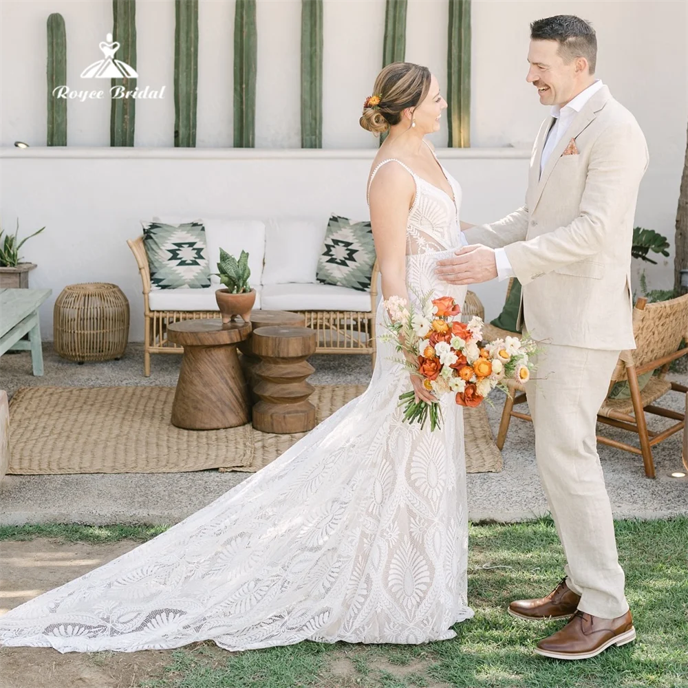 hilary swank dress oscar blue Casual Simple Flowy Beach Wedding Dresses Deep V Sleeveless  BRIDALVENUS