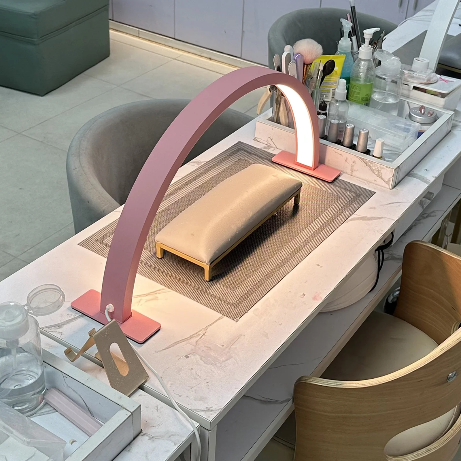 22-inch desk lamp, half-moon LED nail light, nail technology light, three colors of light, adjustable brightness 3