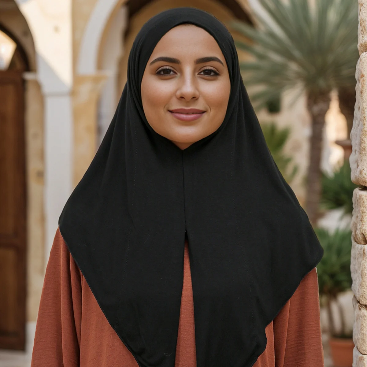 Muslim Headwear Head Scarf Hijab Headscarf Muslim Women's Loop Instant Hijab Scarf Premium Jersey Cotton Stretchable Triangle Scarf Islam Headscarf Wraps Veils Heaband