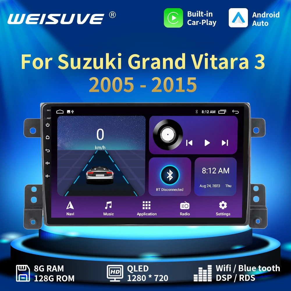 

Мультимедийная магнитола для Suzuki Grand Vitara, мультимедийная стерео-система на Android 12, с 9 "экраном, GPS, Wi-Fi, для Suzuki Grand Vitara, типоразмер 2DIN, 2005-2015