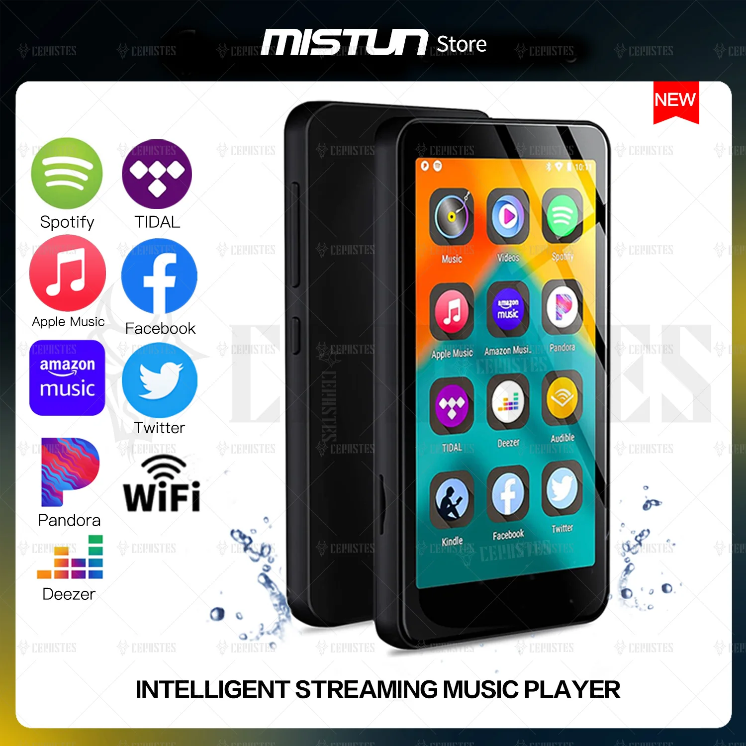Reproductor MP3 con Bluetooth y WiFi, pantalla táctil completa de 4