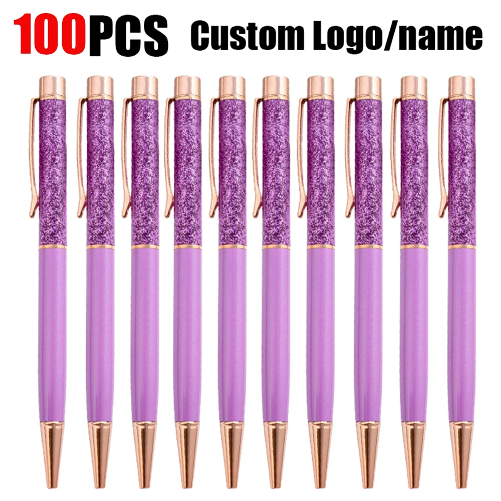 Set 4 Penne A Sfera Glitter In Oro Rosa - Metalliche Con Inchiostro Nero 1,0 Mm - Perfette Per Ufficio E Scuola - 2