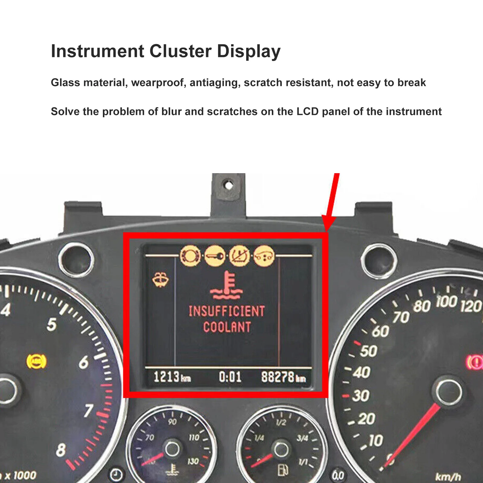5in Instrument Cluster LCD Display Glass Scratch Center Screen Replacement for 2003-2010