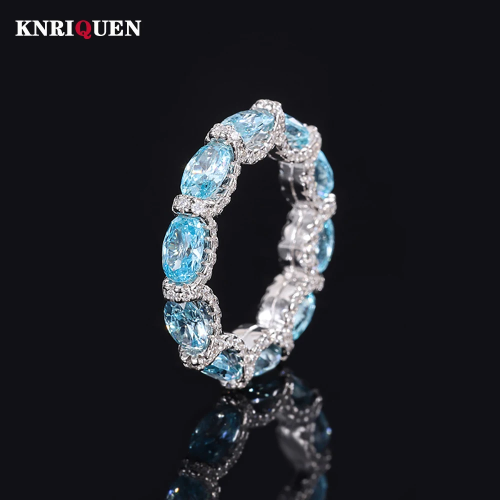 Charms 100% 925 Sterling Silver 4*6mm Ruby Emerald Aquamarine Rings for Women Gemstone Wedding Party Fine Jewelry Birthday Gift