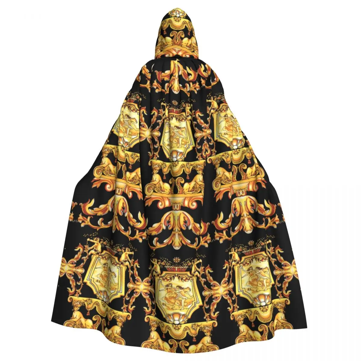 

Golden Baroque Adult Cloak Cape Hooded Medieval Costume Witch Wicca Vampire Elf Purim Carnival Party