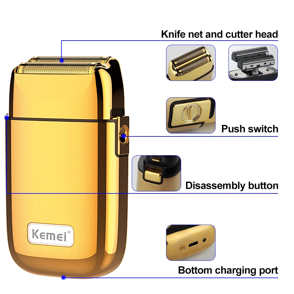 Electric shaver Kemei Tx1 rechargeable metal housing pro for men hair beard electric razor bald shaving machine finishing fade