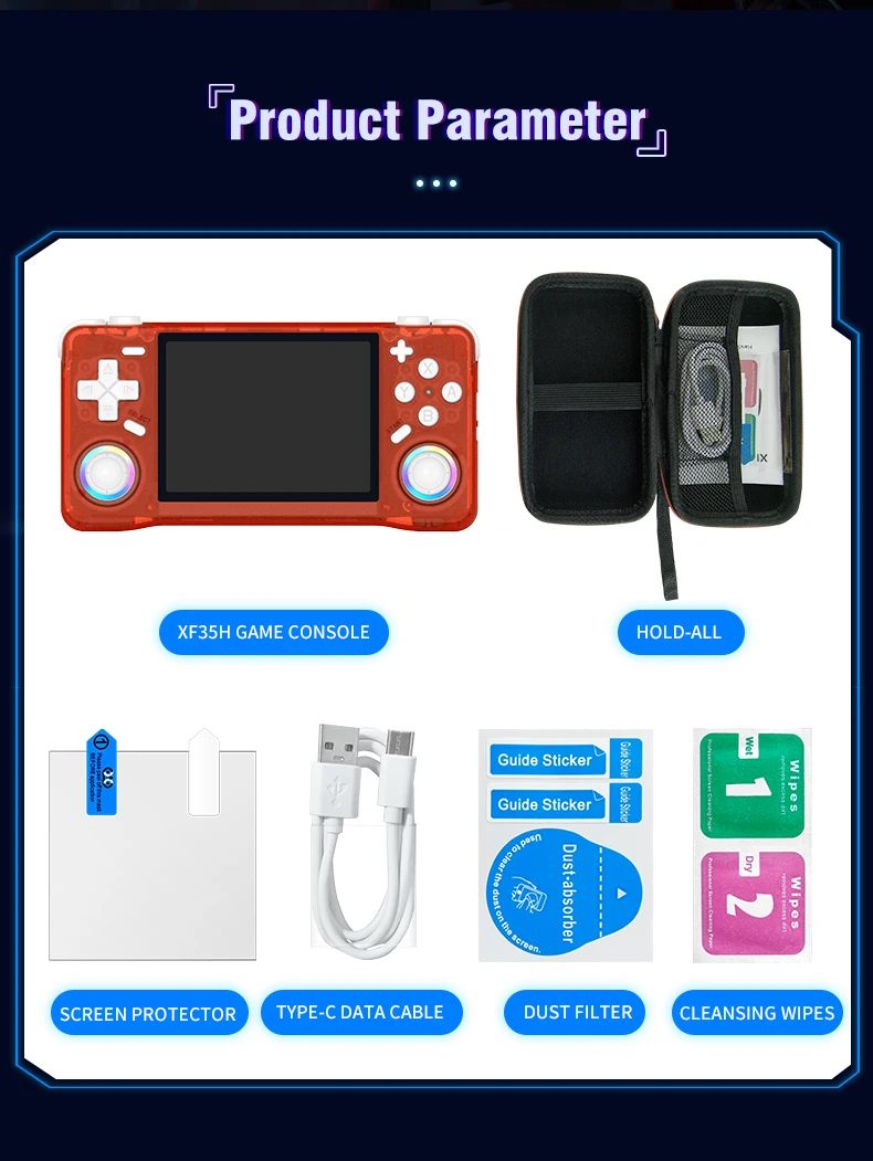 La console per videogiochi portatile retrò XF35H è dotata di sistema Linux, schermo IPS da 3,5 pollici e dimensioni tascabili._voghion.com