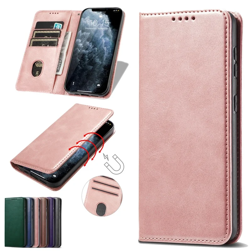 Elegant Magnetic Leather Wallet Phone Case with Card Holder