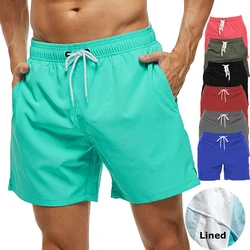Men's Swim Trunks Summer Swimming Board Shorts Quick Dry Beach Shorts with Side Pockets and Mesh Lining Swimwear Bathing Suit