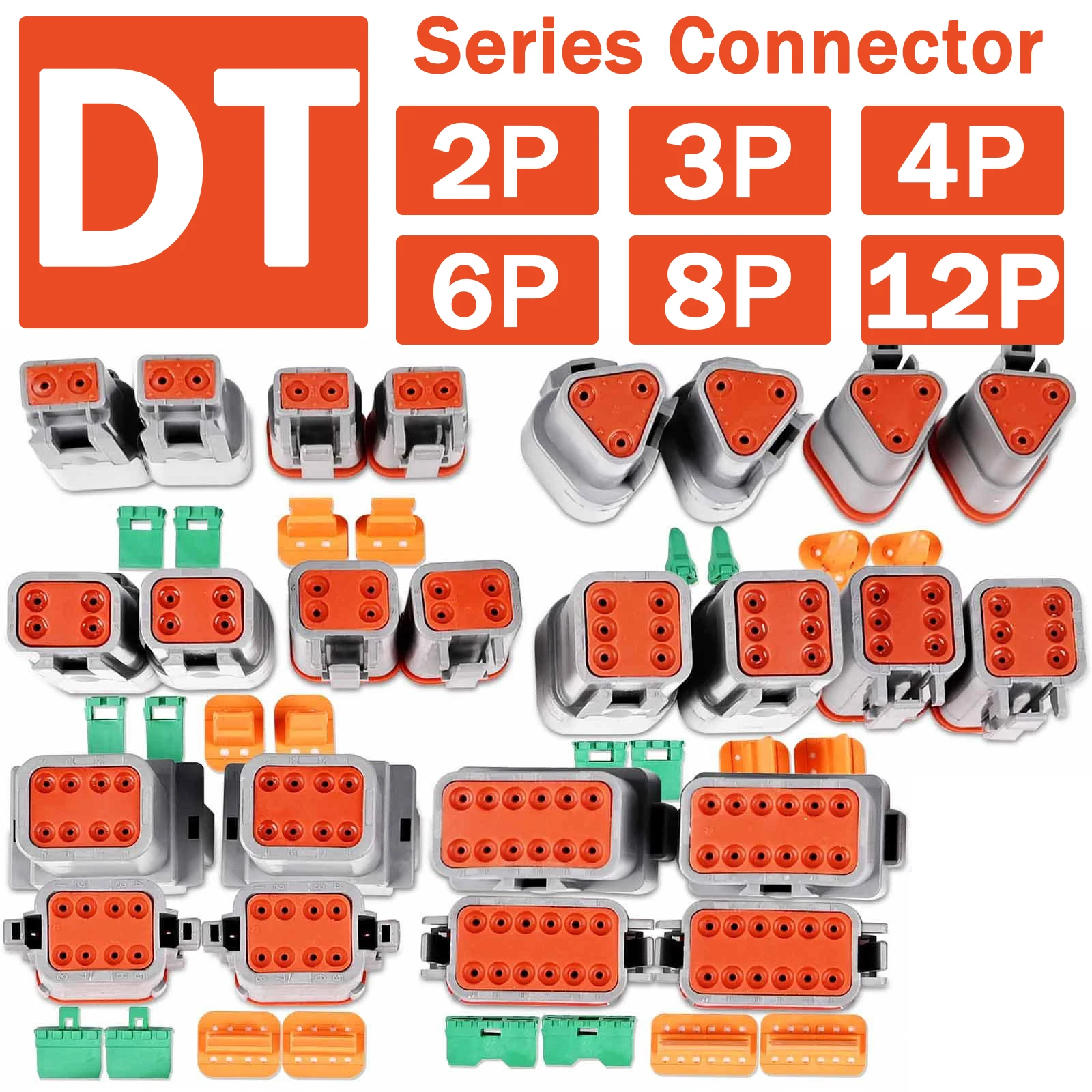 Deutsch tipo Conector Automotivo Impermeável Tomada do Soquete do Carro do Fio Série dt 2p 3p 4p 6p 8p 12p Dt064s Dt042p Dt06-2s Dtm04-2p
