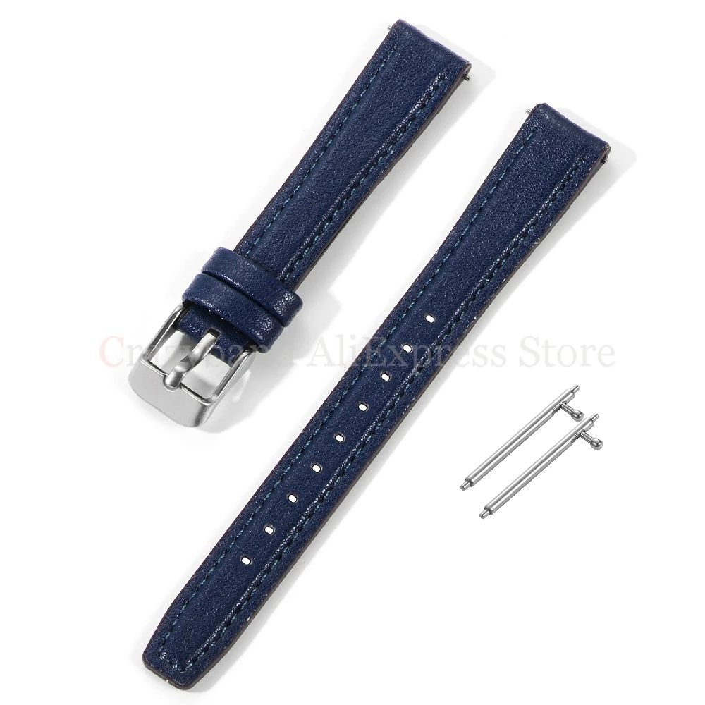 Elegant Thin Cowhide Leather and Silicone Watch Strap - Slim Women's Bracelet