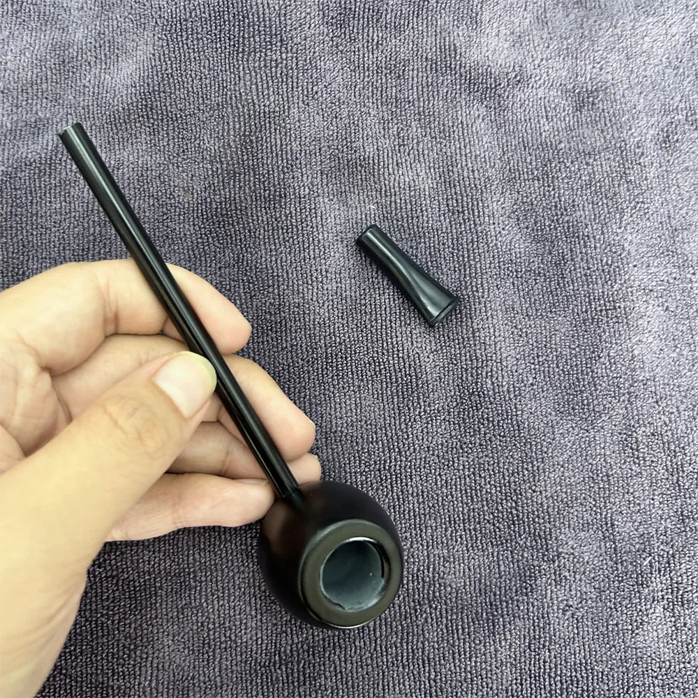 1pcs Black Wood Pipe Solid Wooden Tobacco Smoking Pipe Smoke Aceessories