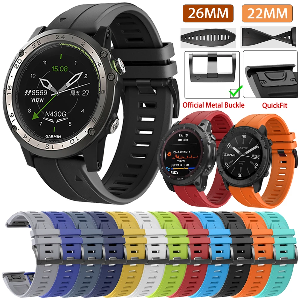 Cinturino Ufficiale In Gomma Per Garmin Tactix 7 Pro/Delta/Bravo 22/26Mm Cinturini Quickfit Quatix 7 6/D2 Bracciale Con Cinturino Delta Px