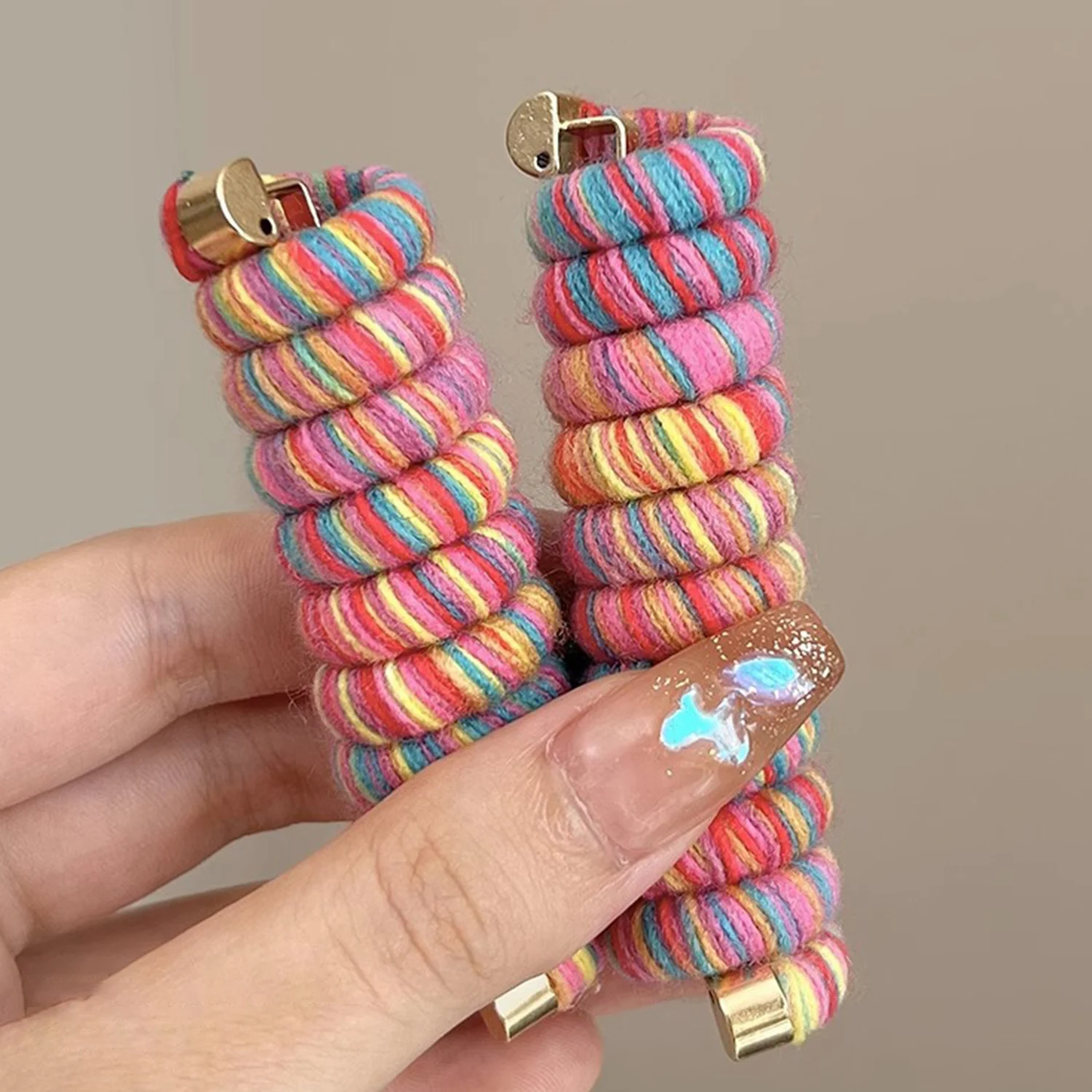 

Girls Telephone Line Scrunchies Ponytail Holder Rubber Band Elastic Hair Band DIY Bowknot Braided Phone Cord Straight Hair Ties