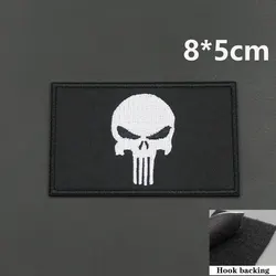 Punisher Embroidered Patch with Hook Backing for Clothing and Accessories (E13 Hook backing)