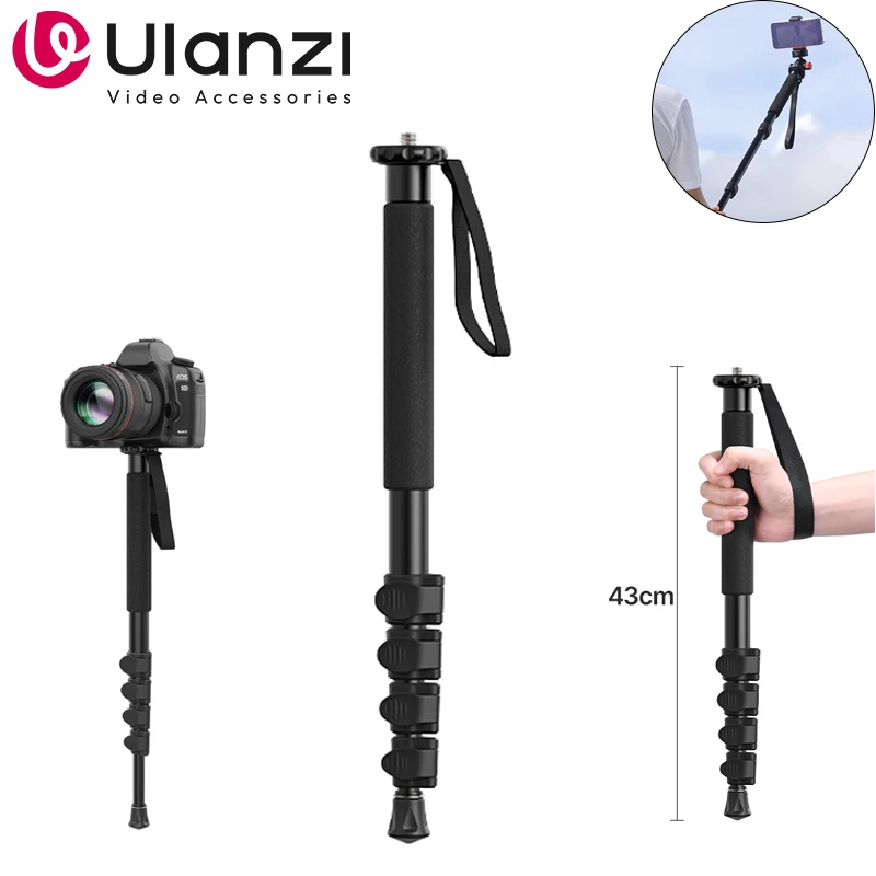 Ulanzi TB12 Aluminium Monopod Tripod Stand DSLR Camera Sony Portable Lightweight 5 Sections Extendable Climbing Pole Tripod camera tripod photography tripod extendable tripod metal tripod