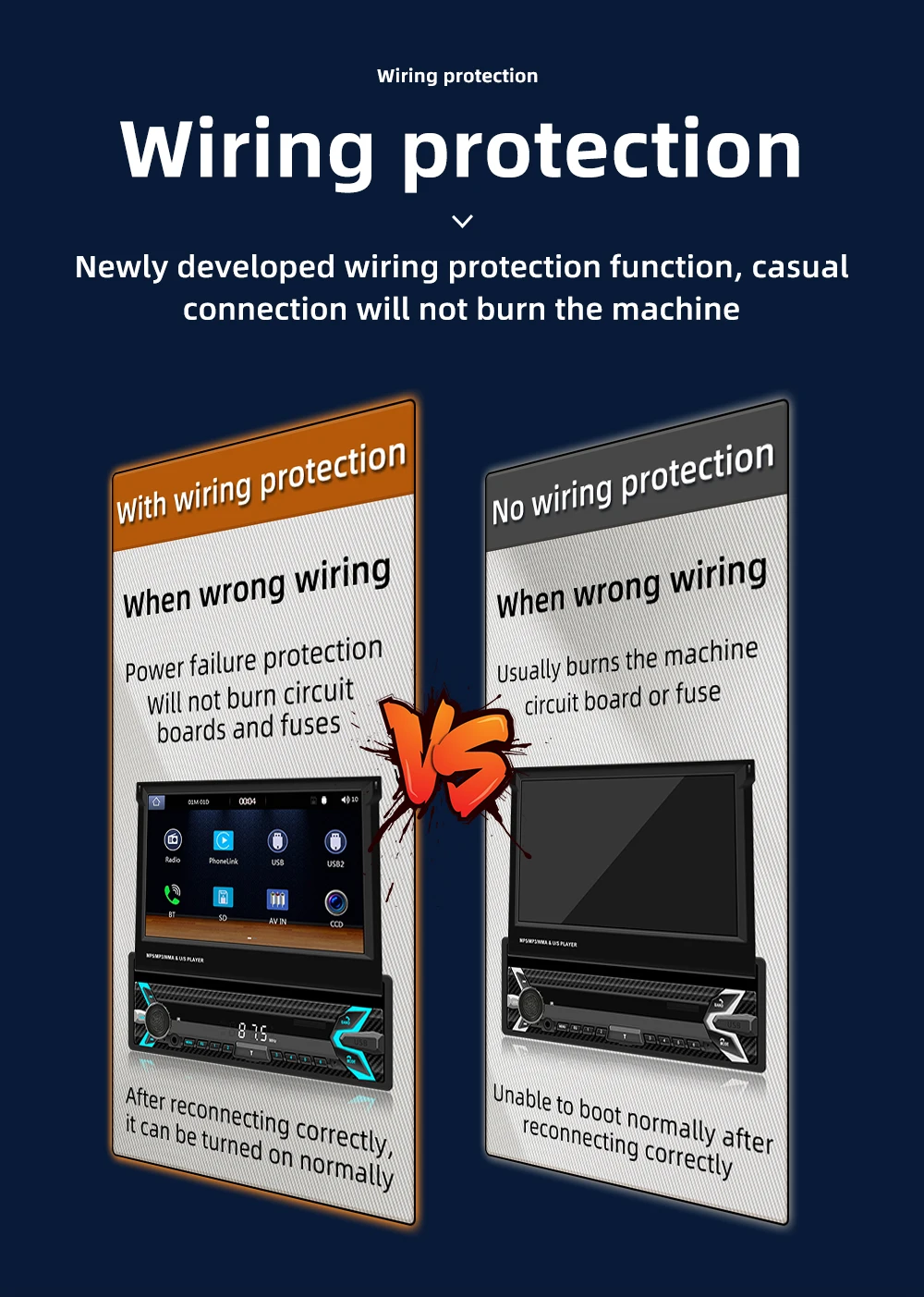 1Din Car Radio Player 7"MP5 Player Retractable Touch Screen Car Wireless CarPlay Android Auto Mirror Link Video USB TF BT Player 13 S4b50cfa5704f4ef2a22322a20e96dc2bL 1Din Car Radio Player 7"MP5 Player Retractable Touch Screen Car Wireless CarPlay Android Auto Mirror Link Video USB TF BT Player