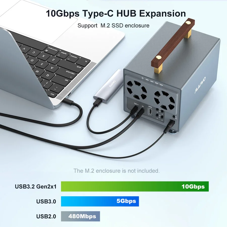 마이워 4베이 하드 드라이브 도킹 스테이션 SATA to Type-C 10Gbps 외장 HDD 도킹 (3.5인치 HDD/SSD 스테이션 지원, 최대 96TB HDD 지원)