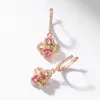 ALLNOEL Natural Tourmaline Dangle Earrings For Women Colorful Exquisite Four Leaf Clover Flower Rose Gold Jewelry Free Shipping 3