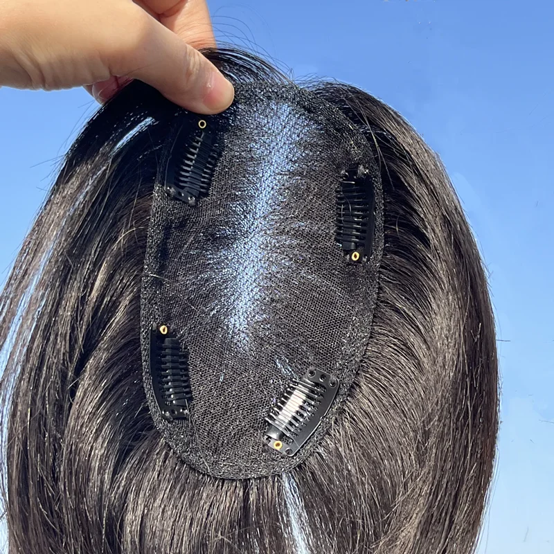 Naturally Free Part Invisible Swiss Lace Human Hair Toppers Clip In Hairpieces for Women Mild Hair Loss Volume