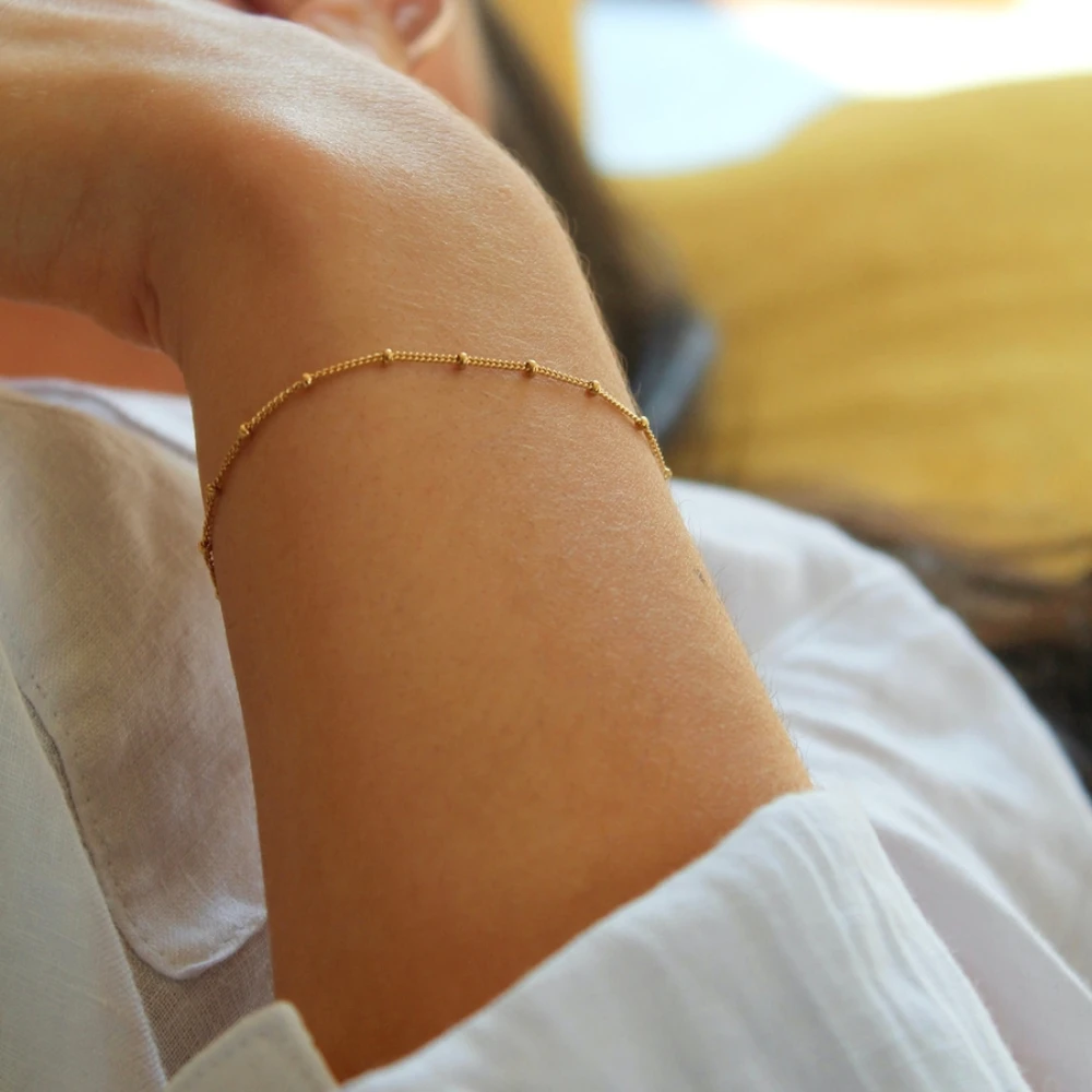 FashionSatelliteChainBraceletJewelryStainlessSteelGoldPlated