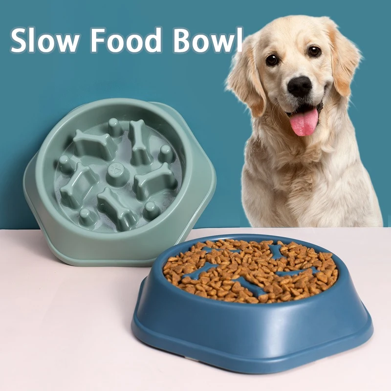 Anti-Choking Slow Food Bowl para Pet, Dog Feeder, Cat Basin, Anti-knock Over, Tamanho Pequeno e Médio