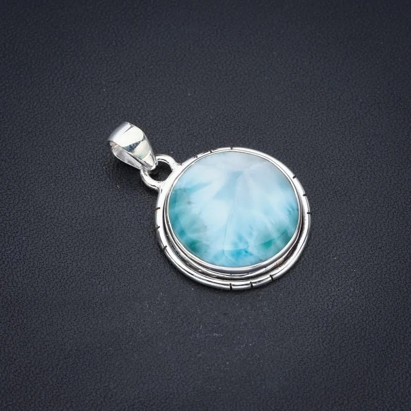 

StarGems Larimar ручной работы 925 пробы серебряный кулон 1,25 "F3479