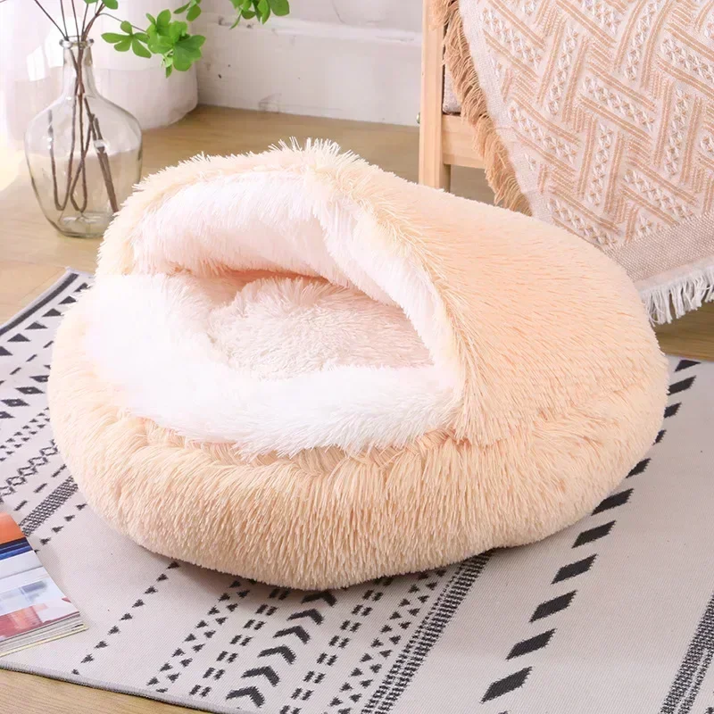 Pet Bed Winter Dog Plush Round Bed Pet Mattress Warm Soft Comfortable Basket Cat Dog Sleeping Bag Nest Small Medium Dogs Cat