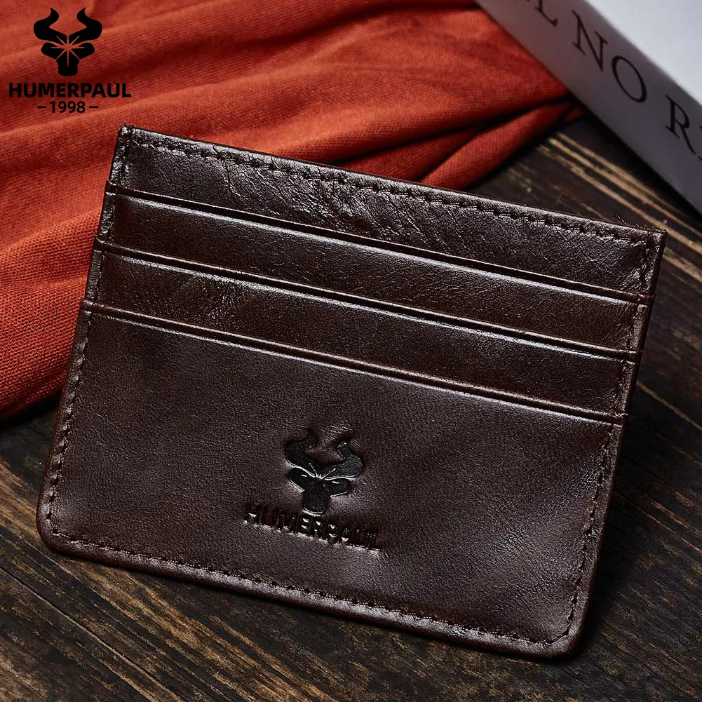 Wallet card holder HUMEPRAUL 100% genuine leather card holder wallet slim high-capacity card case RFID casual exquisite cards storage money bag