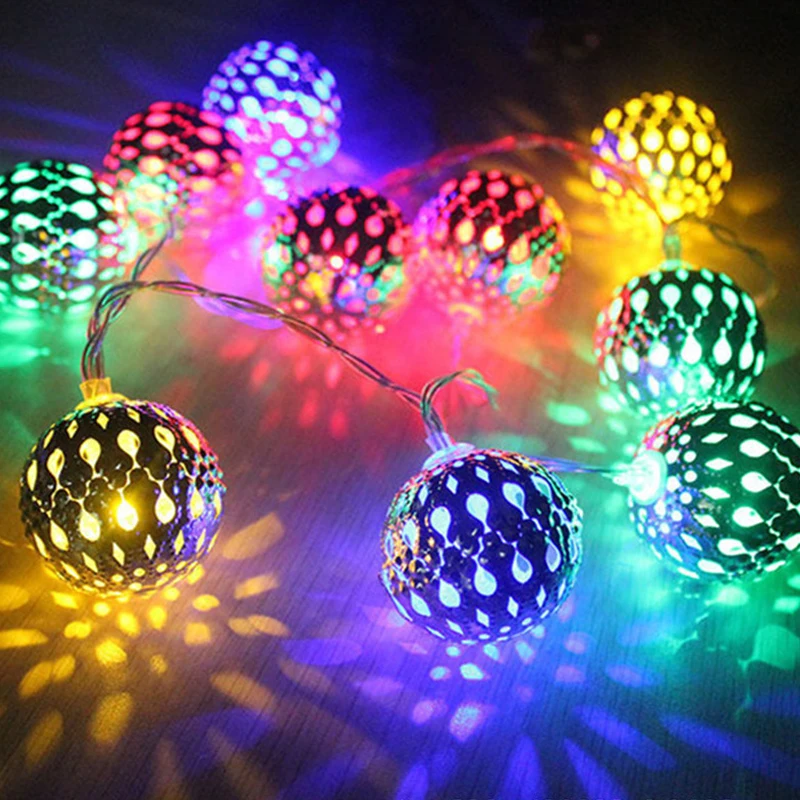 thumbnail image 1 of Guirnalda de luces LED marroquíes doradas con funcionamiento por USB y batería para decoración de interiores, hogar, dormitorio, fiesta, boda, árbol de Navidad, 1 of 4