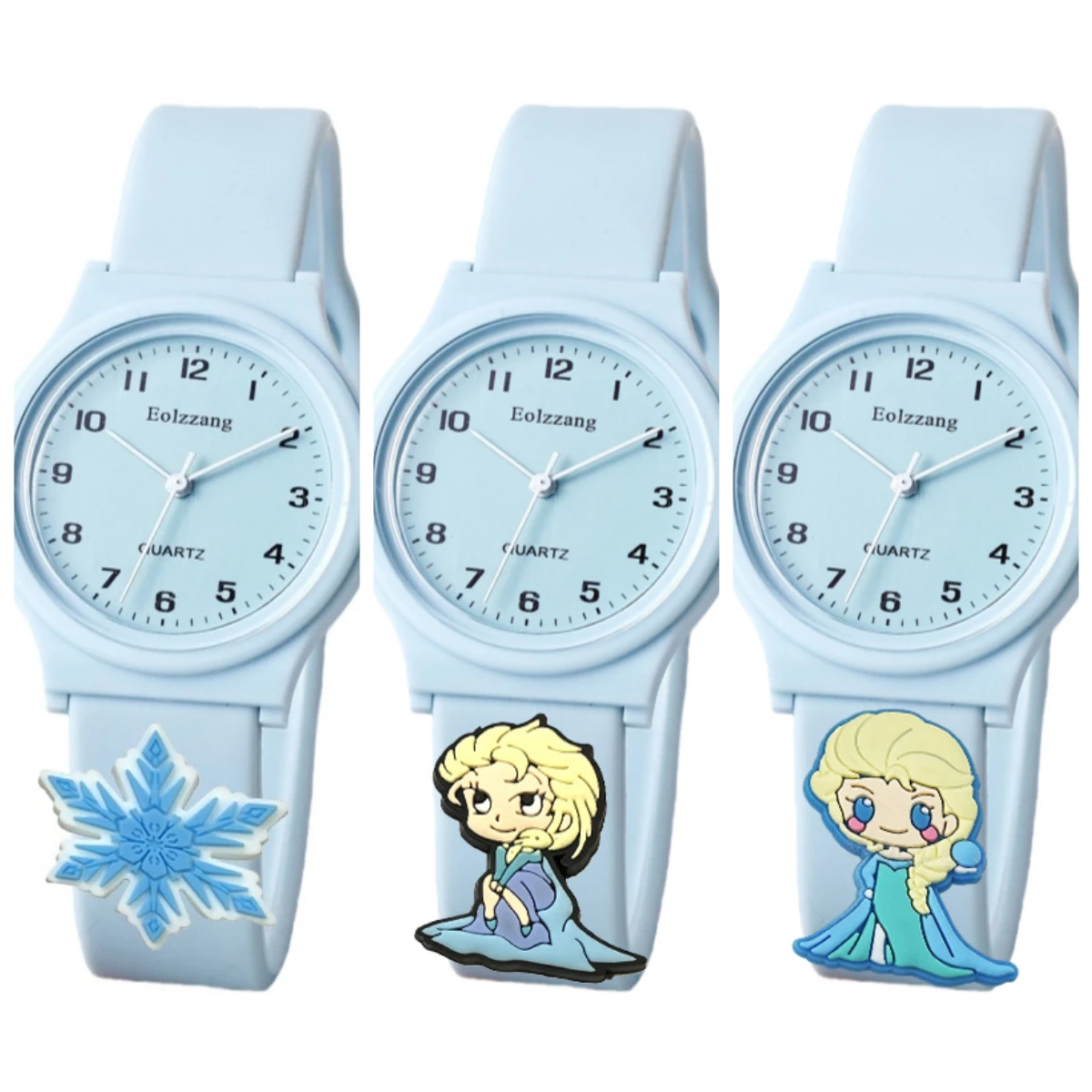 Montre Enfant Eolzzang Elsa Flocon Bleu Quartz - Fille Garçon