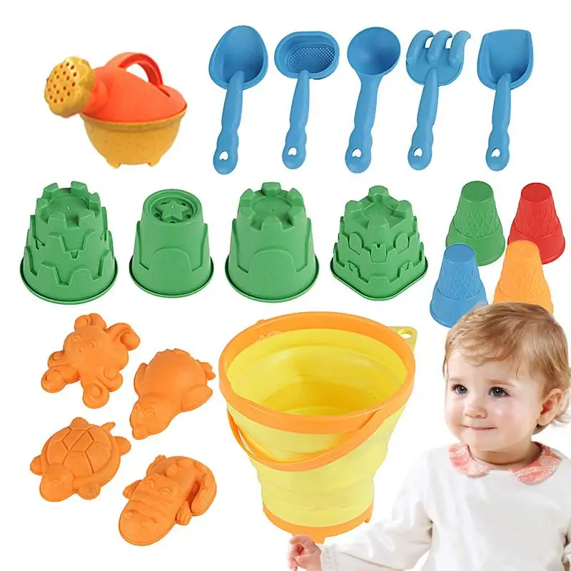 

Sandcastle Building Kit Sand Toy Set For Creative Play Bucket Shovel Sand Sifter 20Pcs Dig Stack Carve Build Sandcastles Sandbox