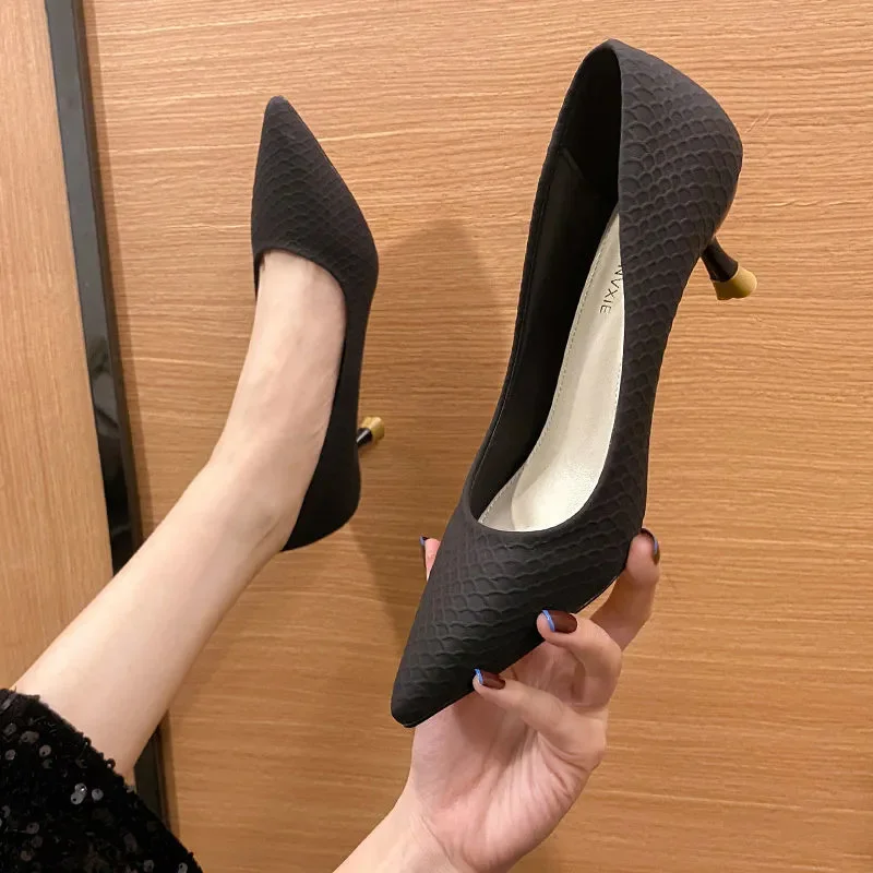

Zapatos Mujer Sapatos Femininas Women Causal Sweet Black Comfort Spring & Summer Slip on High Heel Shoes Lady Cool Pumps G1037