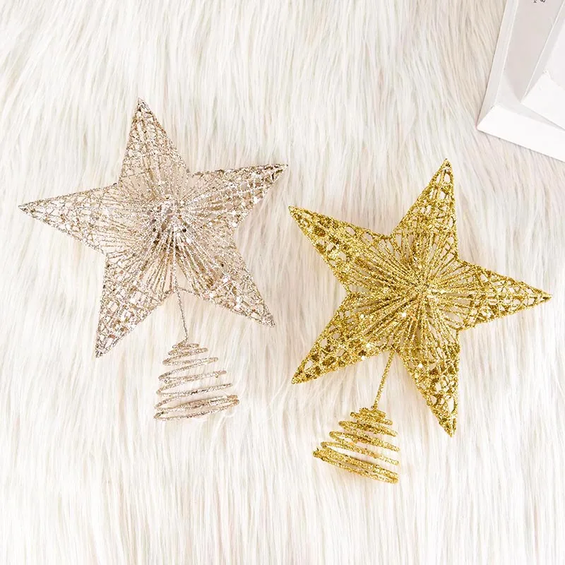 1pc Christmas Tree Top Star Hollowed-Out Christmas Tree Top Sparkle Star Glitter Topper Xmas Party Decorations christmas tree decoration,christmas star decoration