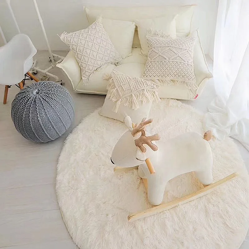 Thickened Plush Rugs Round Carpet For Living Room Sofa Foot Pad 2023 Fluffy Soft Kids Bedroom Cushion Balcony Hanging Basket Mat 2