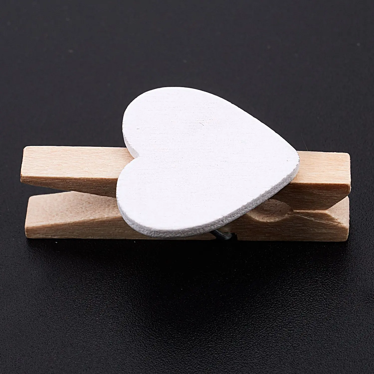 

Small Mini Wooden Clothes Pegs / Decorative Pegs with Hearts , White