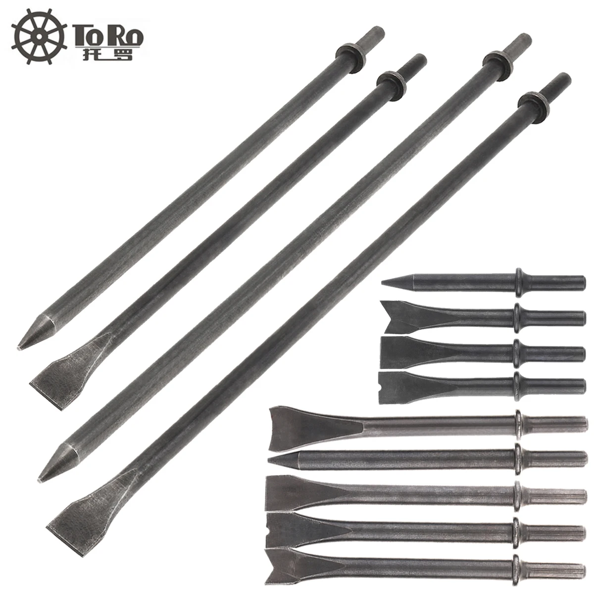 4/5pcs/set Air Chisel Impact Head Hard 45# Steel 125/175mm Solid Long Impact Head Support PneumaticTool for Cutting Removal 6pcs set small of air rivets 45 steel solid rivet impact head supports air tools for rust removal drilling