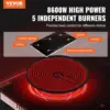 , 36 inch 5 Burners Built-in Electric Stove Top, 8600W Ceramic Top Radiant  with Glass Panel, Touch 2