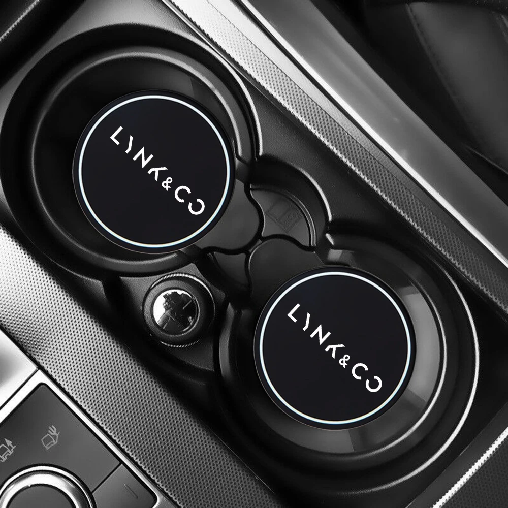 Car Coasters Water Cup Slots Non-Slip Mat Waterproof Water Cup Mat Drink Pad 2Pcs For Geely Lynk & co 01 05 03 09 02 04 06 07 08