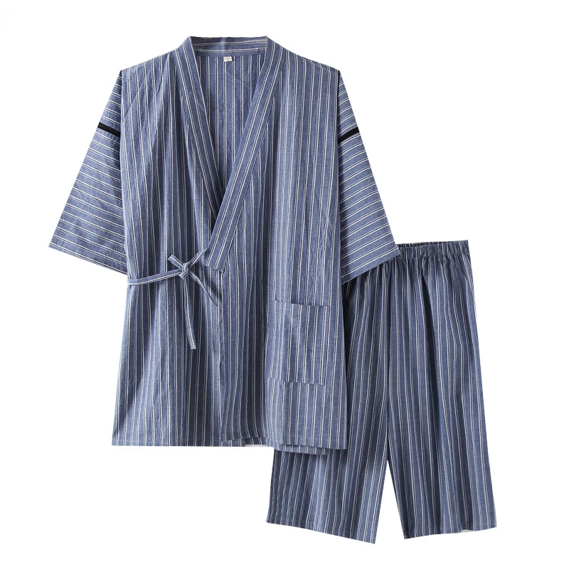 

Japanese Men Kimono Pajamas Suits Male Robe Gown Lounge Bathrobe Sleepwear Loose Man Comfortable Pajamas Yukata Pijama Hombre