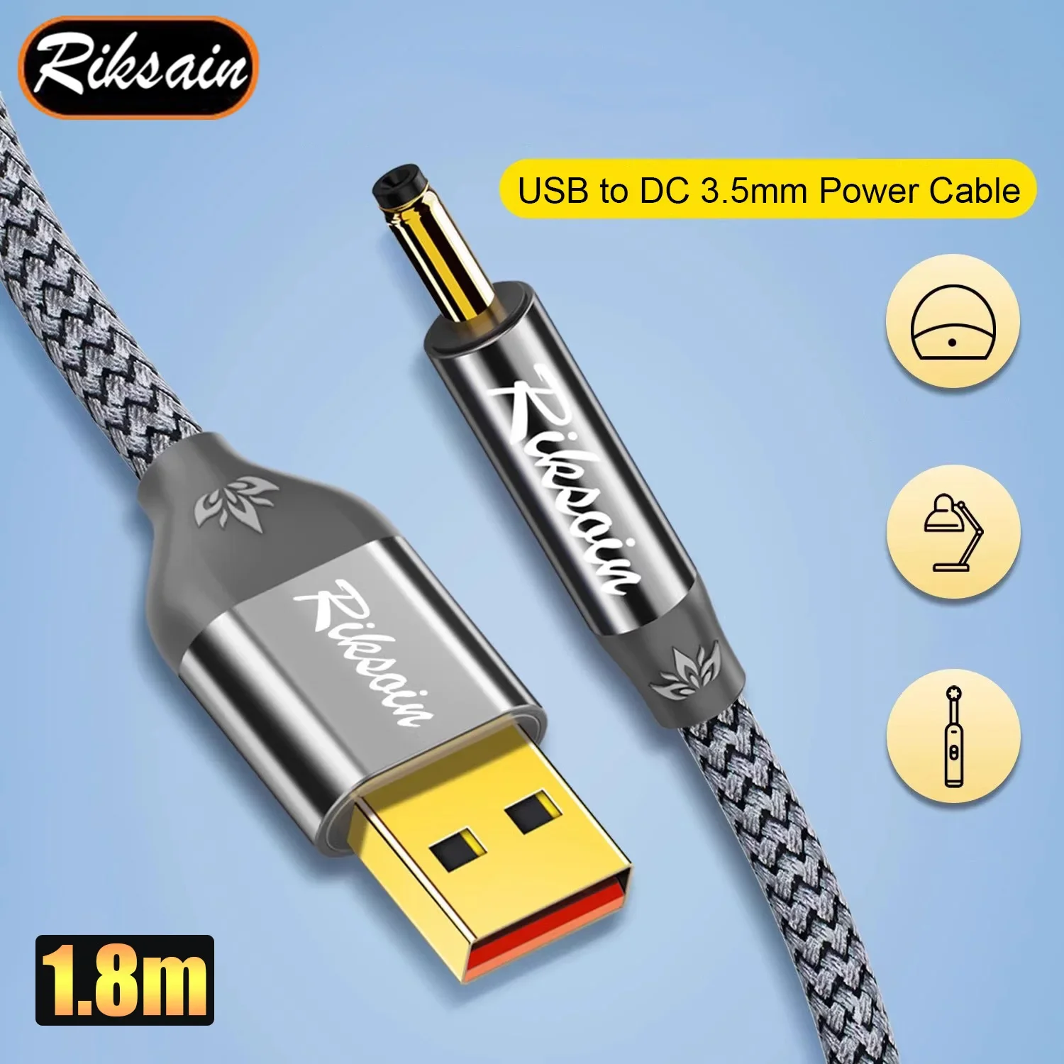 Power Cable USB To DC 3.5mm*1.35mm 5V DC Converter USB A To 3.5mm x 1.35mm Adapter Cable for Electric Toothbrush Desk Lamp