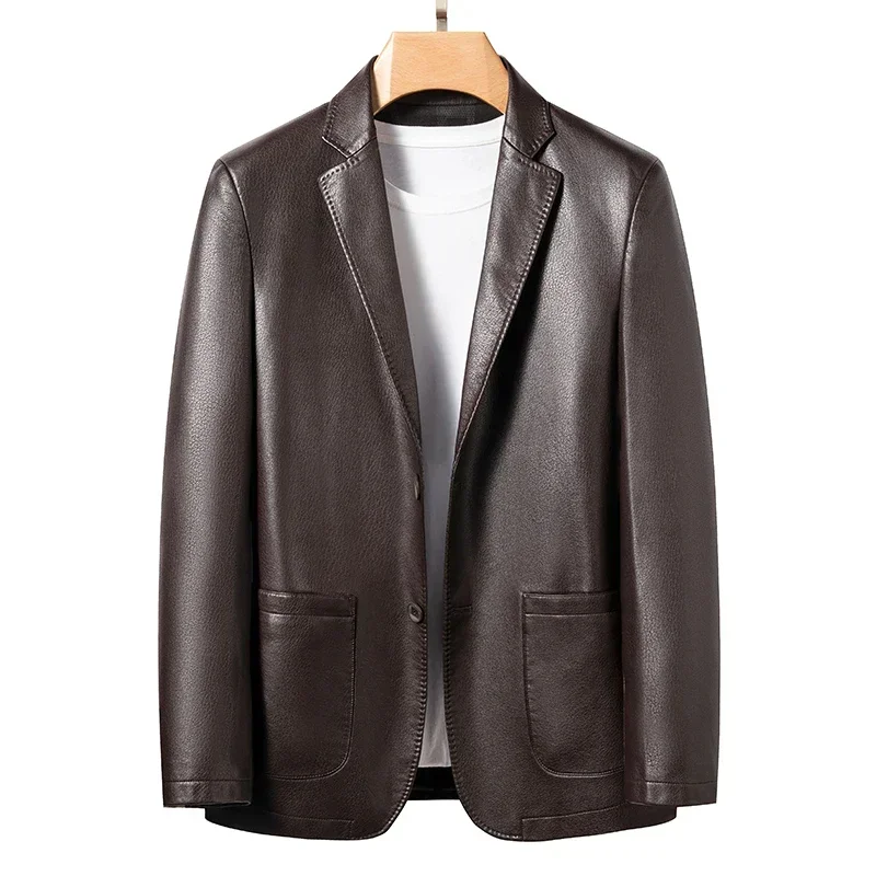 

YN-330 Natural Sheep Leather Casual Suit Men's Jacket Slim Spring and Autumn Thin Section Black Brown